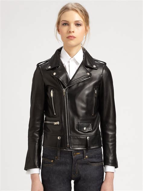 st laurent leather biker jacket